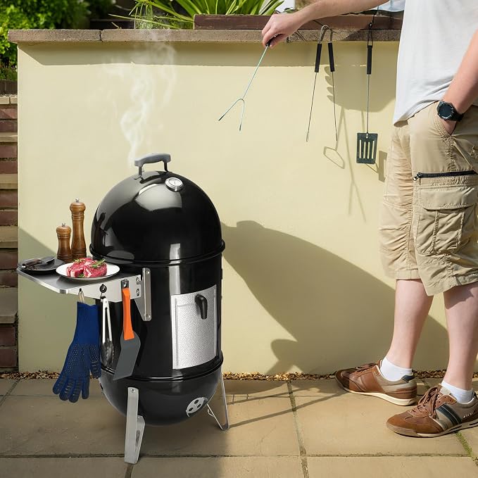 Stanbroil Stainless Steel Folding Side Table, Fits Weber 22" Charcoal Smoker, Grill Accessories to Add Storage Space