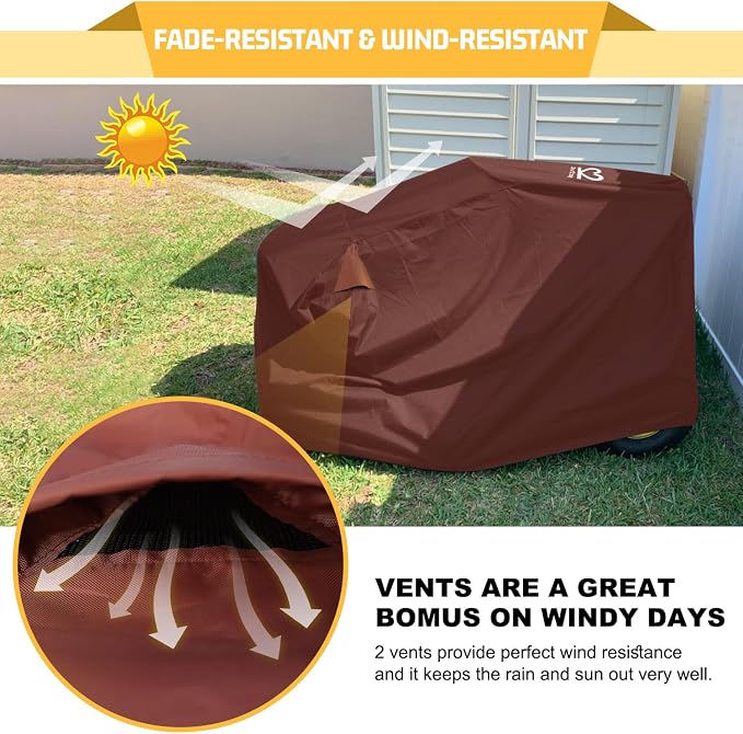 Riding Lawn Mower Cover, Heavy Duty 600D Lawnmower Covers Waterproof Outdoor Lawn Tractor Cover Tarp All Weather Ride on Mower Covers Universal Fit Decks up to 54" with Elastic Cord & Storage Bag