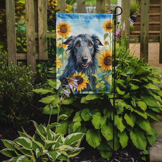 Caroline's Treasures DAC6157GF Scottish Deerhound in Sunflowers Garden Flag Mailbox Flag Decorative Yard Flag Banner Outside Patio Artwork Yard Flower Beds, Garden Size, Multicolor