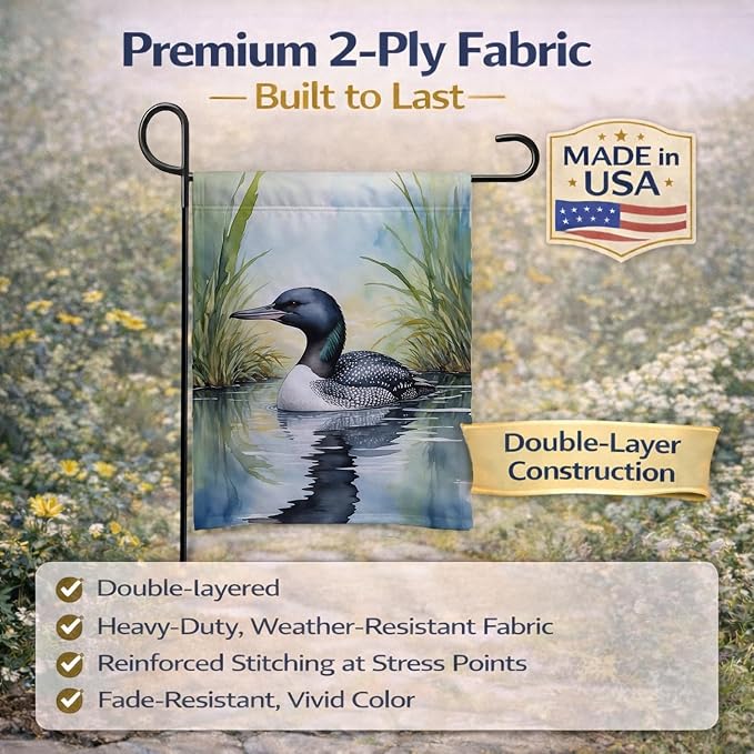 Caroline's Treasures Minnesota Common Loon Garden Flag Mailbox Flag Decorative Yard Flag Banner Outside Patio Artwork Yard Flower Beds, Garden Size, Multicolor
