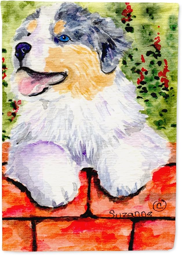 Caroline's Treasures SS8849GF Australian Shepherd Garden Flag Mailbox Flag Decorative Yard Flag Banner Outside Patio Artwork Yard Flower Beds, Garden Size, Multicolor