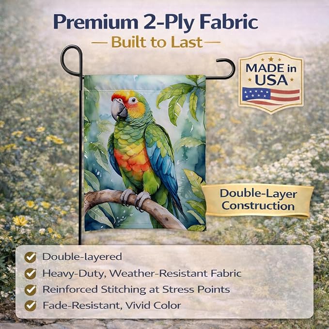 Caroline's Treasures Amazon Parrot Garden Flag Mailbox Flag Decorative Yard Flag Banner Outside Patio Artwork Yard Flower Beds, Garden Size, Multicolor
