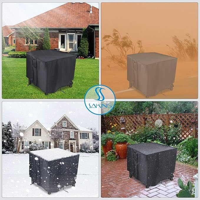 Saking Custom Size Fire Pit Cover, Square Firepit Covers Outdoor Gas Fireplace Fire Table Cover, Propane Fire Pit Table Cover