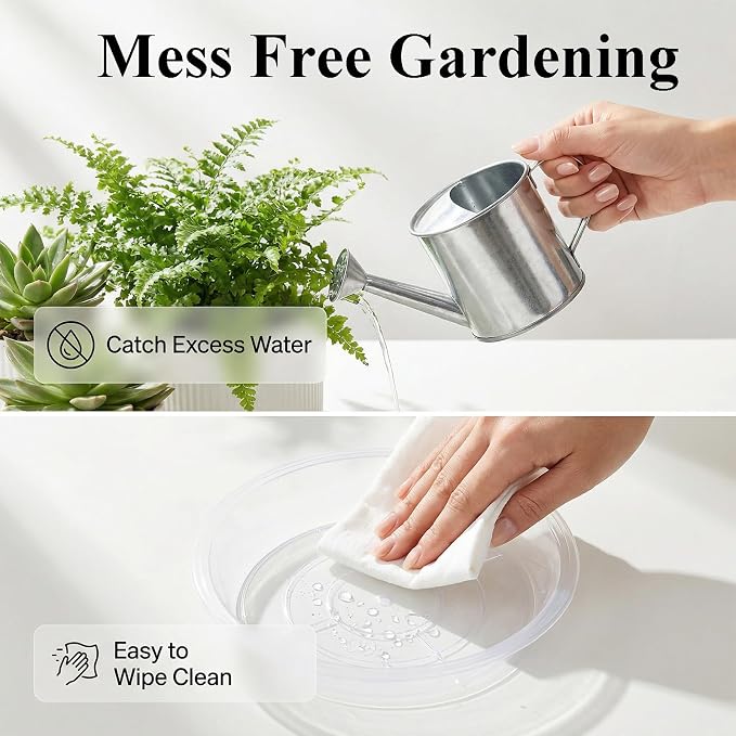 30 Pack Plant Saucer 8 Inches Plant Trays for Pots Plastic Round Drip Trays Flower Pot Saucers Clear Planter Water Tray Plant Drainage Tray, Clear