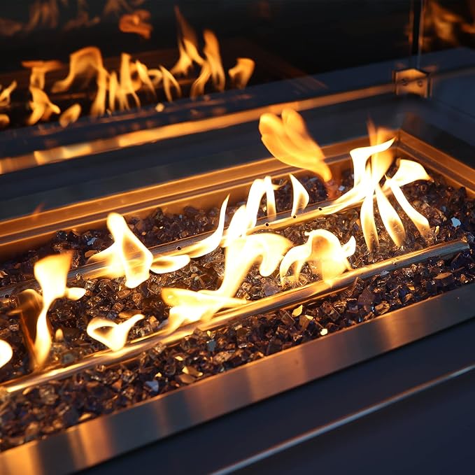 Onlyfire 10 lbs Fire Glass Rocks 1/4 Inch, Reflective Tempered Glass for Propane Fire Pit & Gas Fireplace, High Luster Firepit Glass Stones for Fire Table, Copper (Multicolor Options Available)