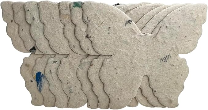 Of The Earth Handmade Paper - Wildflower Seed Paper Butterfly Shape - Large 3" - Set of 24 (47s Junk Mail)