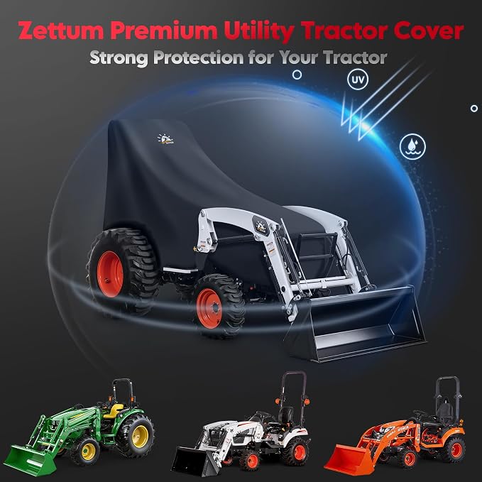 Zettum Tractor Cover - 600D Tractor Upper Body Cover, Waterproof Compact Tractor Operator & Hood Covers, Outdoor Protection for Seat & Controls, Compatible with John Deere, Kubota, Mahindra and More