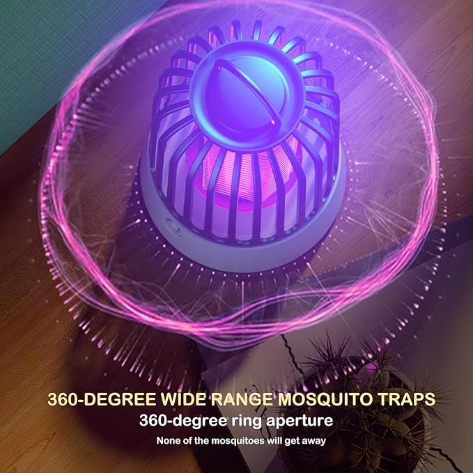 Electric Bug Zapper for Indoor Outdoor Rechargeable Mosquito Trap and Fly Killer Portable with USB, Ultraviolet and Security Grid for Home Kitchen, Patio,Backyard, Balcony,Garage,Camping,Grey