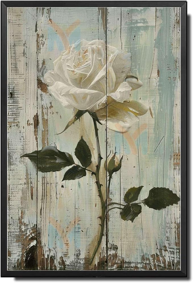 Metal Sign Tin Sign Vintage Wall Art Antique Rose Wall Art Tin Sign for Easy Installation Weather Resistant Design and Rustic Charm Tin Sign Gift for Club 12×16 Inches with Metal Frame