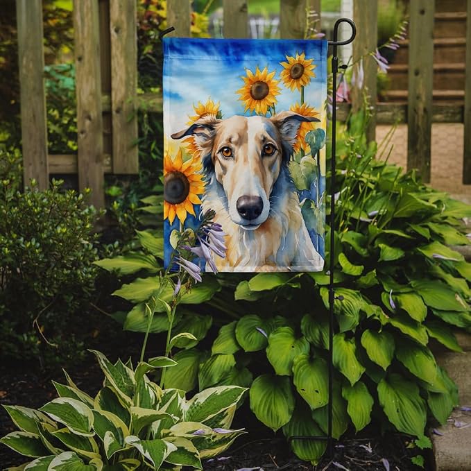 Caroline's Treasures DAC6035GF Borzoi in Sunflowers Garden Flag Mailbox Flag Decorative Yard Flag Banner Outside Patio Artwork Yard Flower Beds, Garden Size, Multicolor