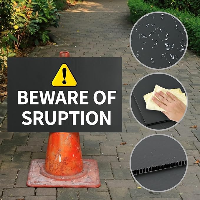 10 Pack 24x16 Inch Waterproof Corrugated Plastic Yard Signs with Stakes - Black Blank Outdoor Signs for Gardens, Parks, Garage Sales, Events & Commercial Advertising