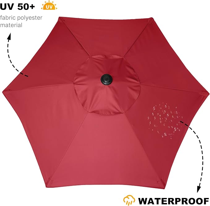 AMMSUN 6ft Patio Umbrella Outdoor Table Umbrellas with Push Button Tilt, UPF50+ Premium Steel Pole and Ribs for Deck, Lawn, Garden, Backyard & Pool (Red)