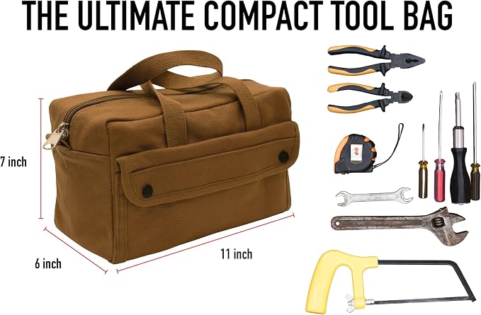 Rothco GI Style Mechanics Tool Bag, Heavy-Duty Canvas Tool Storage | 7.5 Liter Capacity, Heavyweight Canvas, Reinforced Bottom, Garage Storage