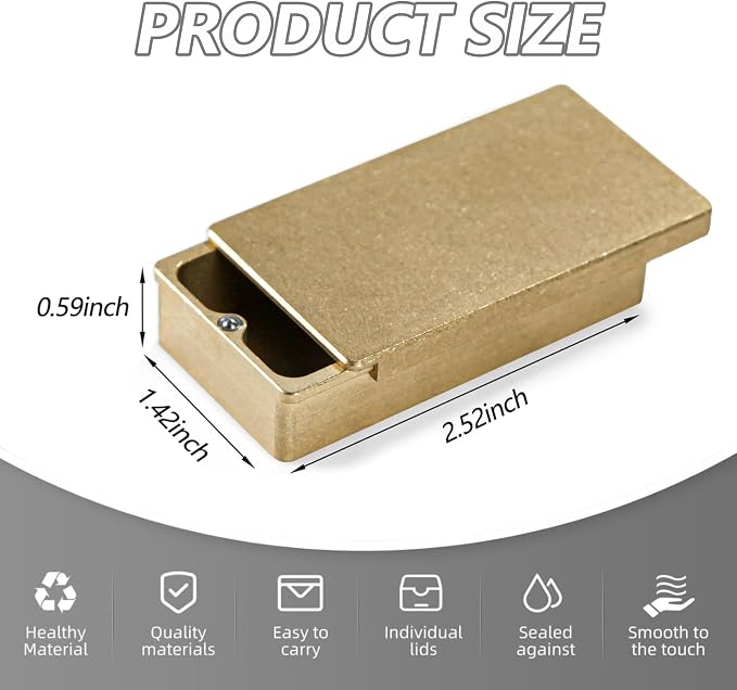 Titanium EDC Container Storage Box Mini Metal Box Outdoor Camping Gear Backbag Tool For Tiny Things, Brass
