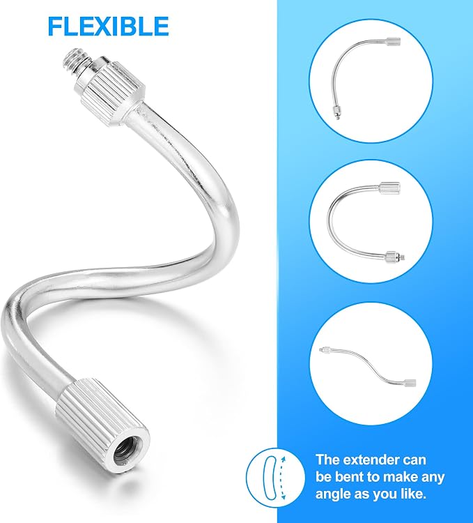 10 Packs Flexible Mister Nozzle Extensions 5.9 Inch,Brass Mist Rod for Mister Nozzles Bendable Copper Extended Pole 10/24 UNC Thread,Outdoor Misting System Nozzle Extension (10, silver)