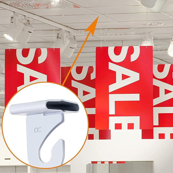 Vicenpal 100 Pcs Drop Ceiling Hooks Bulk for Classrooms Offices Hanging Set, 50 Pairs Right and Left 50 Pcs Clips for Tile Decorations, Metal Suspended T Bar Hooks for School Plants