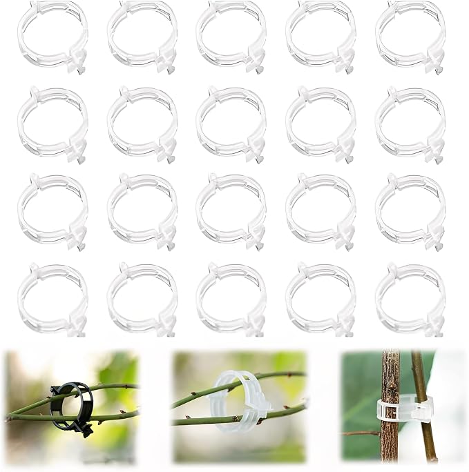 50Pcs Secured Plastic Plant Clip, 2026 Upgrade Plant Support Clips Reusable Garden Clips, Garden Clips for Climbing Plants Tomato Grape Vine Vegetables Plant Fixing Clips (50, White)