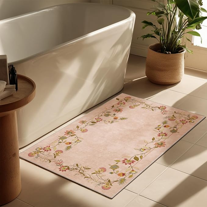 2x3 Washable Small Rugs for Entryway: Door Mat Indoor Entrance Stain Resistant Non Slip Rubber Backed Low Pile Soft Throw Area Rugs for Bedroom Kitchen Front Door Indoor Entrance Foyer Entry