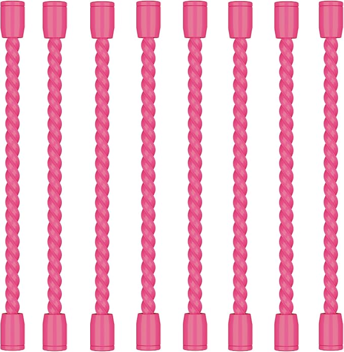 8PCS 4-Inch Silicone Cable Ties, Bendable Rubber Twist Ties, Reusable Twist Ties for Cords, gear ties for Organizing, Bundling (Pink)