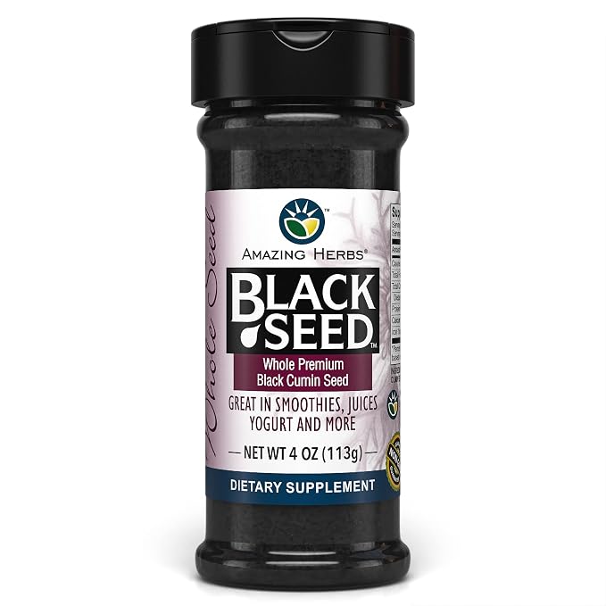 Amazing Herbs Whole Premium Black Cumin Seed - Nigella Sativa Seeds, Organic, Gluten-Free, Non-GMO, Supports Immune System, Cardiovascular Health, & Digestion - 4 oz