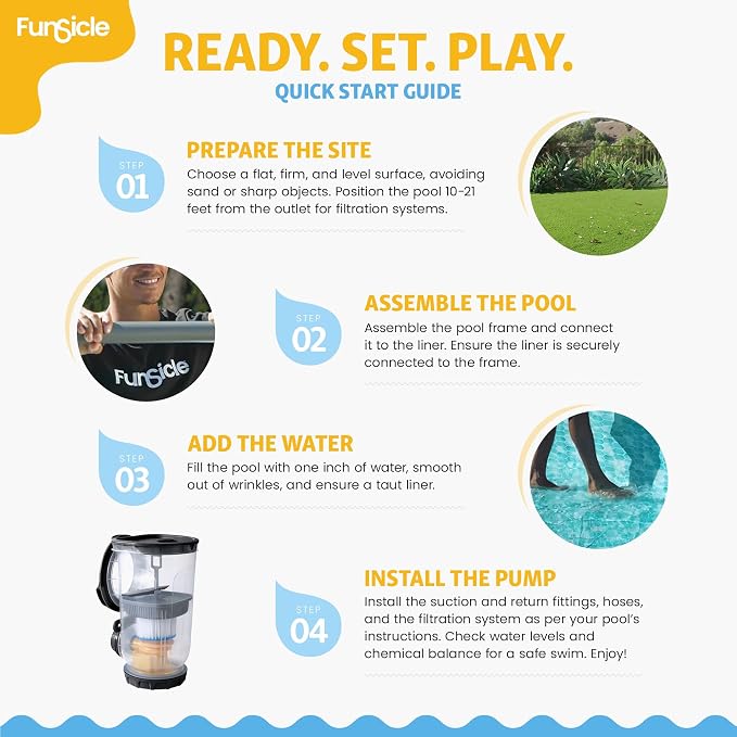 Funsicle Oasis Designer 12' x 36" Round Above Ground Swimming Pool, Includes FiltraBoost 800 GPH Filter Pump with AutoSkimmer, Type D Filter Cartridge & Repair Patch, Dark Herringbone