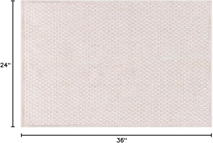 CAMILSON Easy Jute Rug 2x3, Indoor Outdoor Off-White Farmhouse Area Rugs for Living Room and Kitchen Rug, Solid Woven Design, Easy-Cleaning, Washable Outside Carpet Alfombras (2 x 3)
