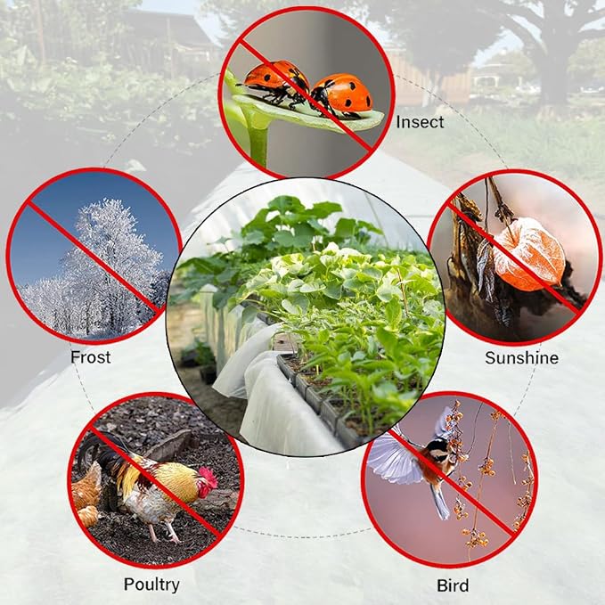 Plant Covers Freeze Protection with Ultra Fine Mesh Reusable Floating Row Cover for Plants Vegetables Flowers Fruits Frost Sun Protection 1.2oz/yd² (10x33ft)