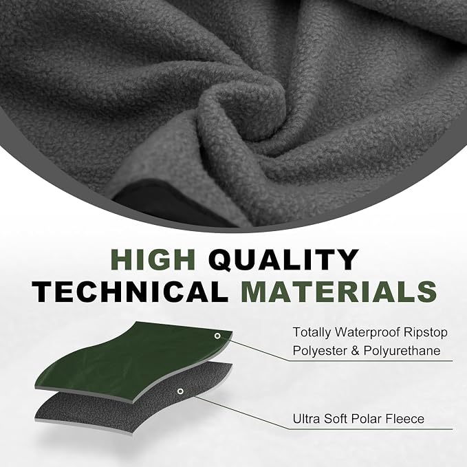 Large Waterproof Outdoor Picnic Blanket 80"x 58" | Windproof Lightweight Stadium Blanket, Packable, Stay Dry and Comfortable for Camping, Sports, Travel - Green