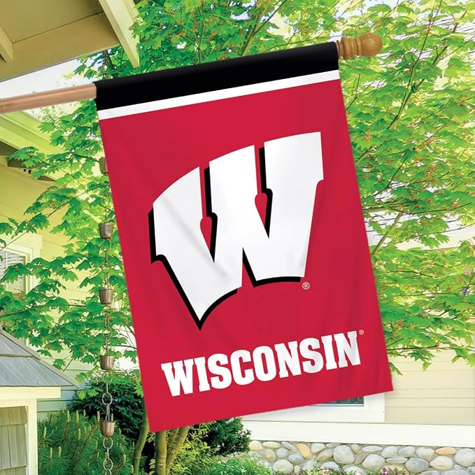 Briarwood Lane House Flag 40x28 For Outdoor Wisconsin Badgers NCAA Licensed House Flag