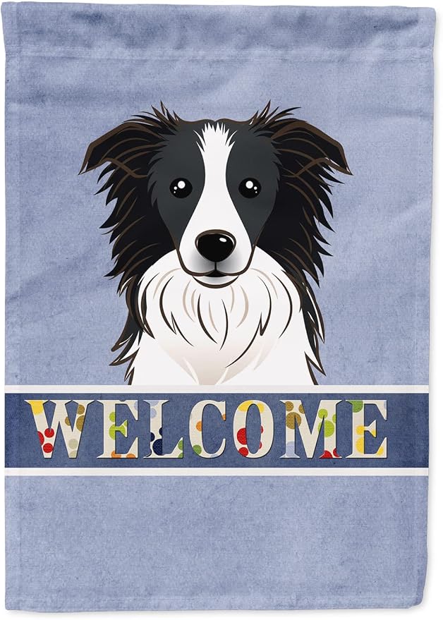 Caroline's Treasures BB1427GF Border Collie Welcome Garden Flag, Blue Mailbox Flag Decorative Yard Flag Banner Outside Patio Artwork Yard Flower Beds, Garden Size, Multicolor