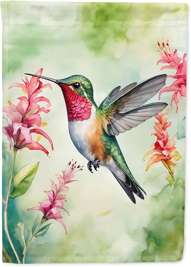 Caroline's Treasures Broadtailed Hummingbird House Flag Large Porch Sleeve Pole Decorative Outside Yard Banner Artwork Wall Hanging, Polyester, House Size, Multicolor