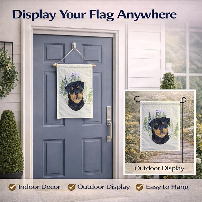 Caroline's Treasures SS8049GF Rottweiler Garden Flag Mailbox Flag Decorative Yard Flag Banner Outside Patio Artwork Yard Flower Beds, Garden Size, Multicolor
