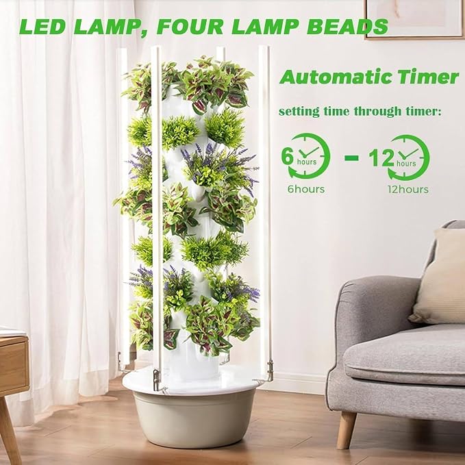 Vertical Hydroponic Grow Tower Aeroponic Tower for Fruits and Vegetables,Hydroponics Growing Kits,for Your Home Gardening System,9Layer-Withlight
