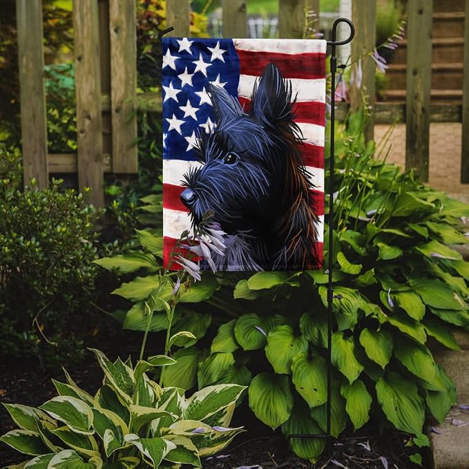 Caroline's Treasures CK6709GF Skye Terrier Dog American Flag Garden Flag Mailbox Flag Decorative Yard Flag Banner Outside Patio Artwork Yard Flower Beds, Garden Size, Multicolor