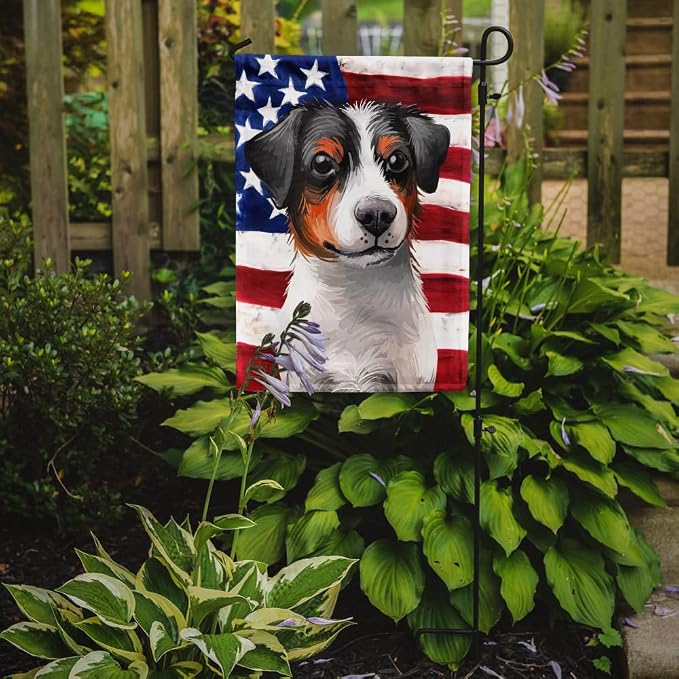 Caroline's Treasures CK6502GF Danish-Swedish Farmdog American Flag Garden Flag Mailbox Flag Decorative Yard Flag Banner Outside Patio Artwork Yard Flower Beds, Garden Size, Multicolor