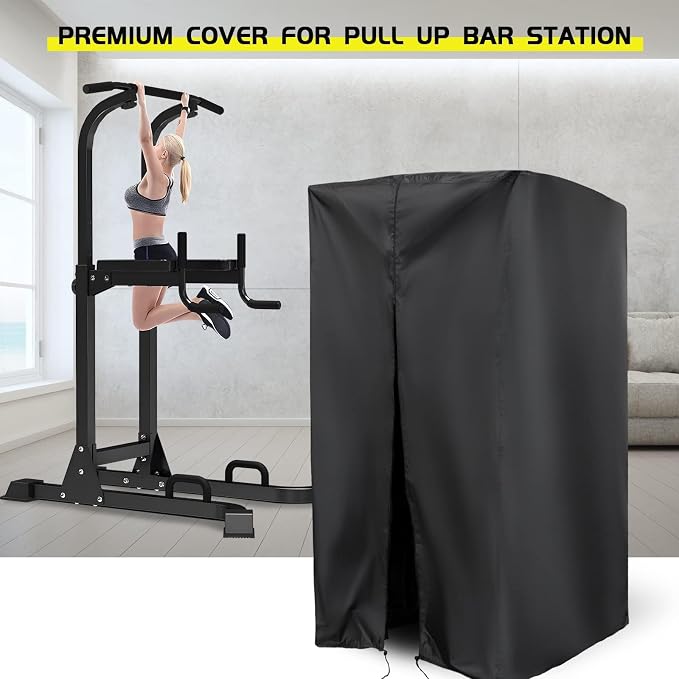 Pull Up Bar Station Cover for Power Tower Outdoor,Pullup Dip Station Cover | 42x40x88,Waterproof Dustproof Heavy Duty Oxford Fabric Cover with Zipper,for Free Standing Pull Up Bar at Highest Position