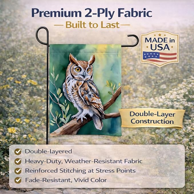 Caroline's Treasures Western Screech Owl Garden Flag Mailbox Flag Decorative Yard Flag Banner Outside Patio Artwork Yard Flower Beds, Garden Size, Multicolor
