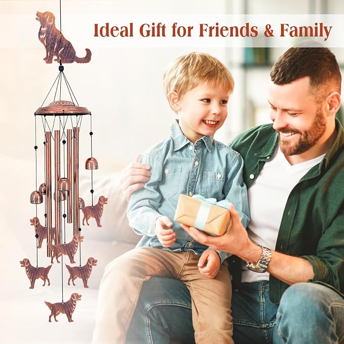 Golden Retriever Dog Wind Chimes for Outside,Dog Gifts for Women Men/Memorial Gift/Birthday Gifts Metal windchimes Outdoors/Indoors,Garden Decor,Patio,Porch,Yard Decorations