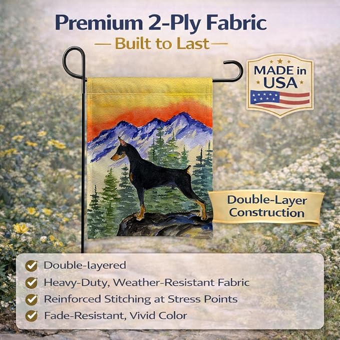Caroline's Treasures SS8284GF Doberman Garden Flag Mailbox Flag Decorative Yard Flag Banner Outside Patio Artwork Yard Flower Beds, Garden Size, Multicolor