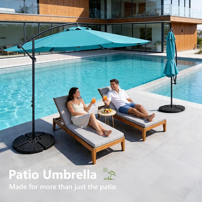 10FT Patio Umbrella, Cantilever Outdoor Umbrella with 360° Rotation & Tilt Adjustment, Offset Patio Umbrella with UV-Resistant Waterproof Canopy for Backyard, Pool, Garden