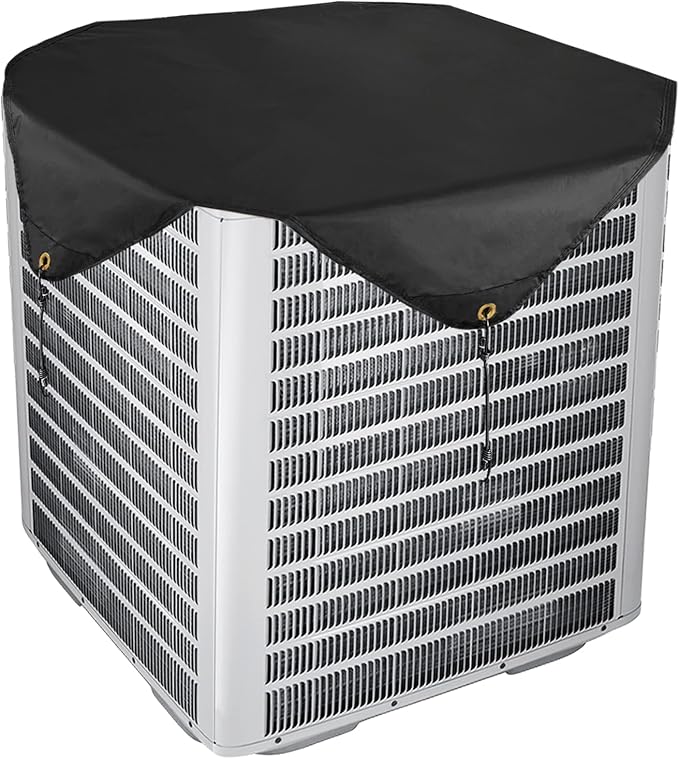 Air Conditioner Covers for Outside Units, Central AC Cover for Outdoor Unit Heavy Duty Water-Resistant Top Cover 28 x 28 Inch, Black