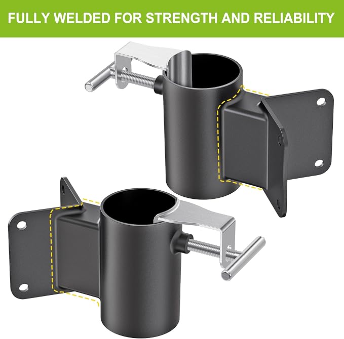 Heavy Duty Deck Railing Umbrella Holder, Patio Umbrella Stand for 1-2 Inch Poles, Space-Saving Design, Secure & Sturdy Corner Mount for Deck Railing, Balcony, Outdoor Courtyard, Fence, 2 Set
