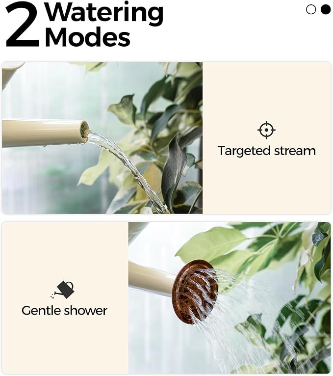 Bamworld Watering Can for Indoor Outdoor Plant Metal Watering Can with Removable Spout Embossd Design Plant Watering Devices Stainless Steel 1/2 Gallon Watering Cans Perfect Home & Garden Décor Creamy
