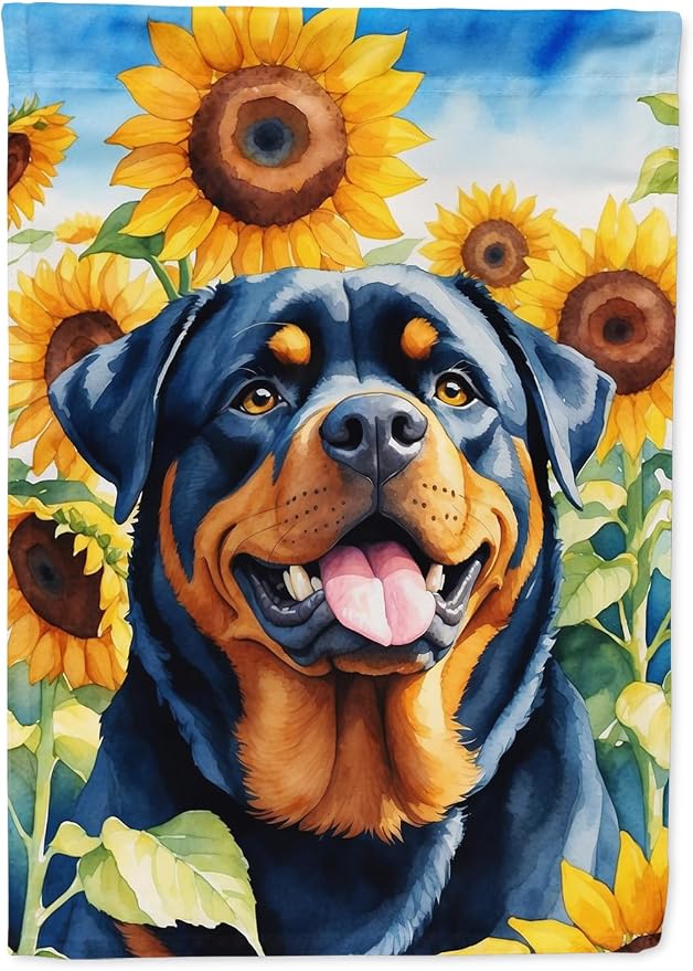 Caroline's Treasures DAC6150GF Rottweiler in Sunflowers Garden Flag Mailbox Flag Decorative Yard Flag Banner Outside Patio Artwork Yard Flower Beds, Garden Size, Multicolor