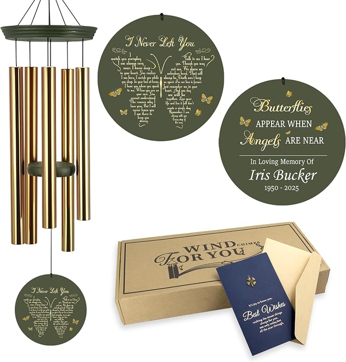 ASTARIN Memorial Wind Chimes Personalized, Bereavement Gift Ideas for Sympathy Loss of Lover Mother Father, 36 inch Deep Tone Wind Chimes Patio Decoration, in Memory of Loved One Gift(Made in Texas)