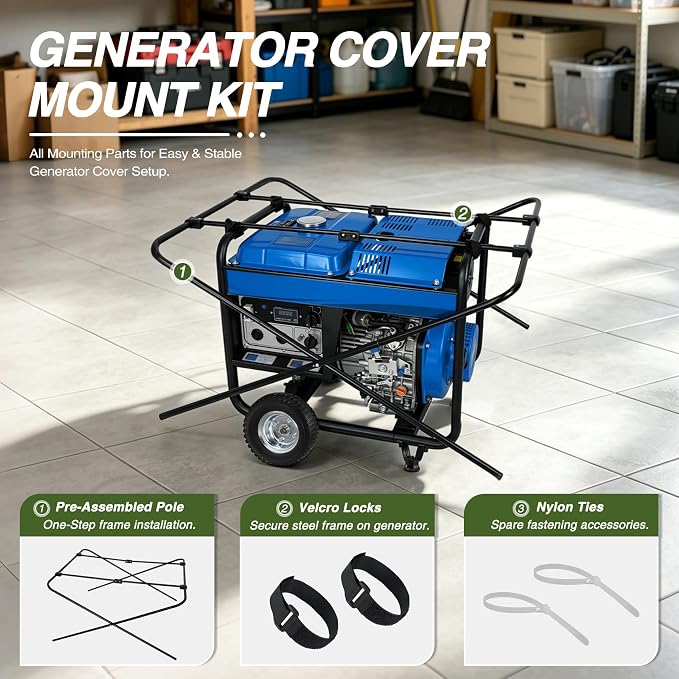 Porch Shield Generator Covers Running - Heavy Duty Waterproof Generator Rain Tent Shelter for 3500-12000 Watt, Black