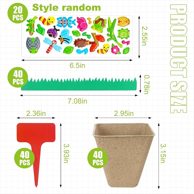 Garden Paper Pot Craft Kit | 40 sets Seed Starter | Spring Summer Kids DIY | Flower Pots Craft Kit For Kids; Earth Day Activities With Paper Pots, Stickers & Labels; Spring Crafts For Earth Day Fun