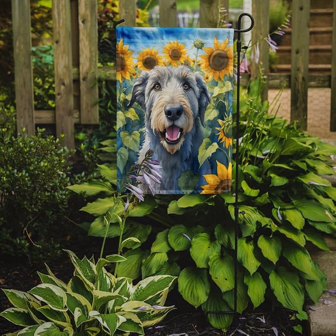 Caroline's Treasures DAC6100GF Irish Wolfhound in Sunflowers Garden Flag Mailbox Flag Decorative Yard Flag Banner Outside Patio Artwork Yard Flower Beds, Garden Size, Multicolor