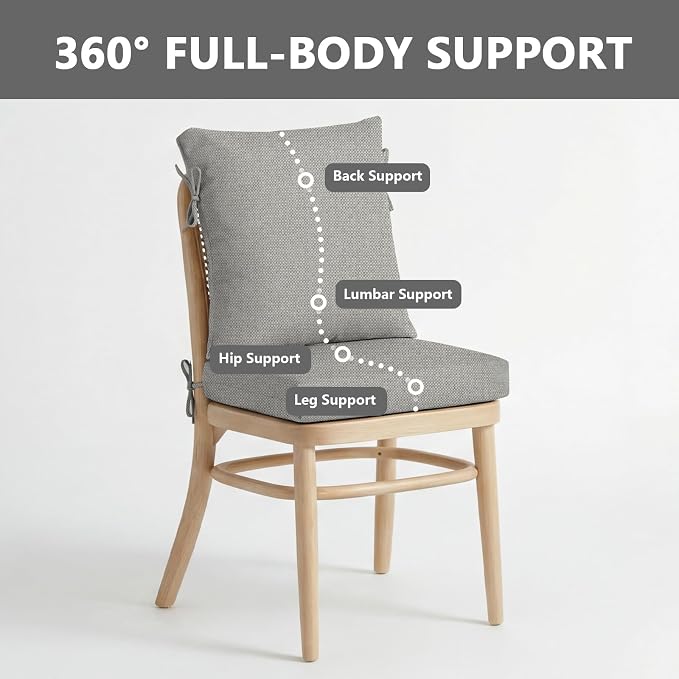 Goodgoods 20 x 42 Outdoor Patio Chair Cushion 2-Pack, 1000+Hours Fade-Resistant & Water-Resistant Furniture Chair Cushions with 35D High-Resilience Foam for Dining Chairs, Couch, Sofa, Light Gray