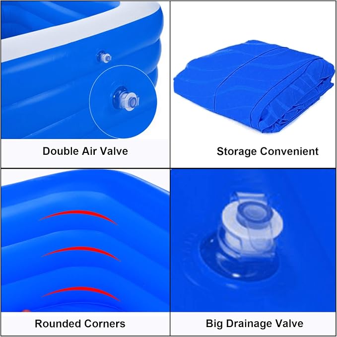 Inflatable Pool for Kids and Adults - Kiddie Pool Inflatable Swimming Pool for Kids Pools for Backyard Blow Up Pool 120" X 72" X 22" Air Pump Kids Pool Family Pool, Toddlers, Lounge Water Play Party